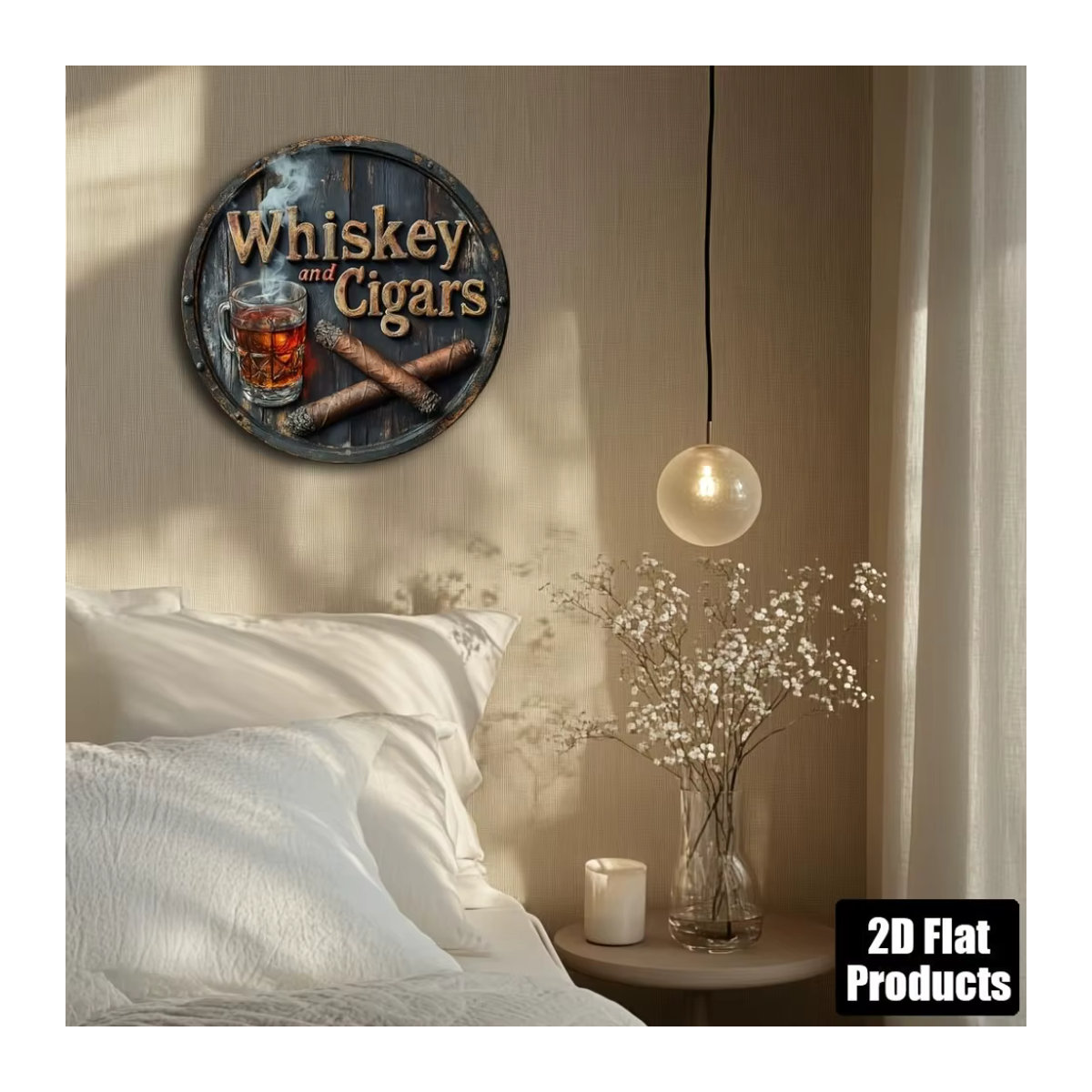 HELLOYOUNG Whiskey Aluminiumschild Vintage Design, quadratisch, mehrfarbig, B/B/B: 20,3 x 20,3 x 20,3 cm - Bild 6