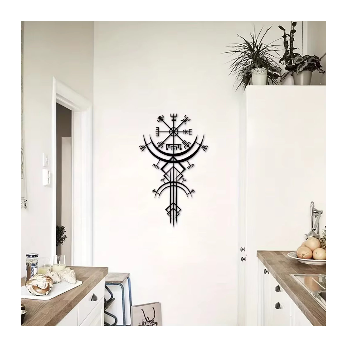 HELLOYOUNG Wikinger-Runen-Wandbehang aus Metall in Schwarz mit geometrischem und rustikalem Design - Bild 4