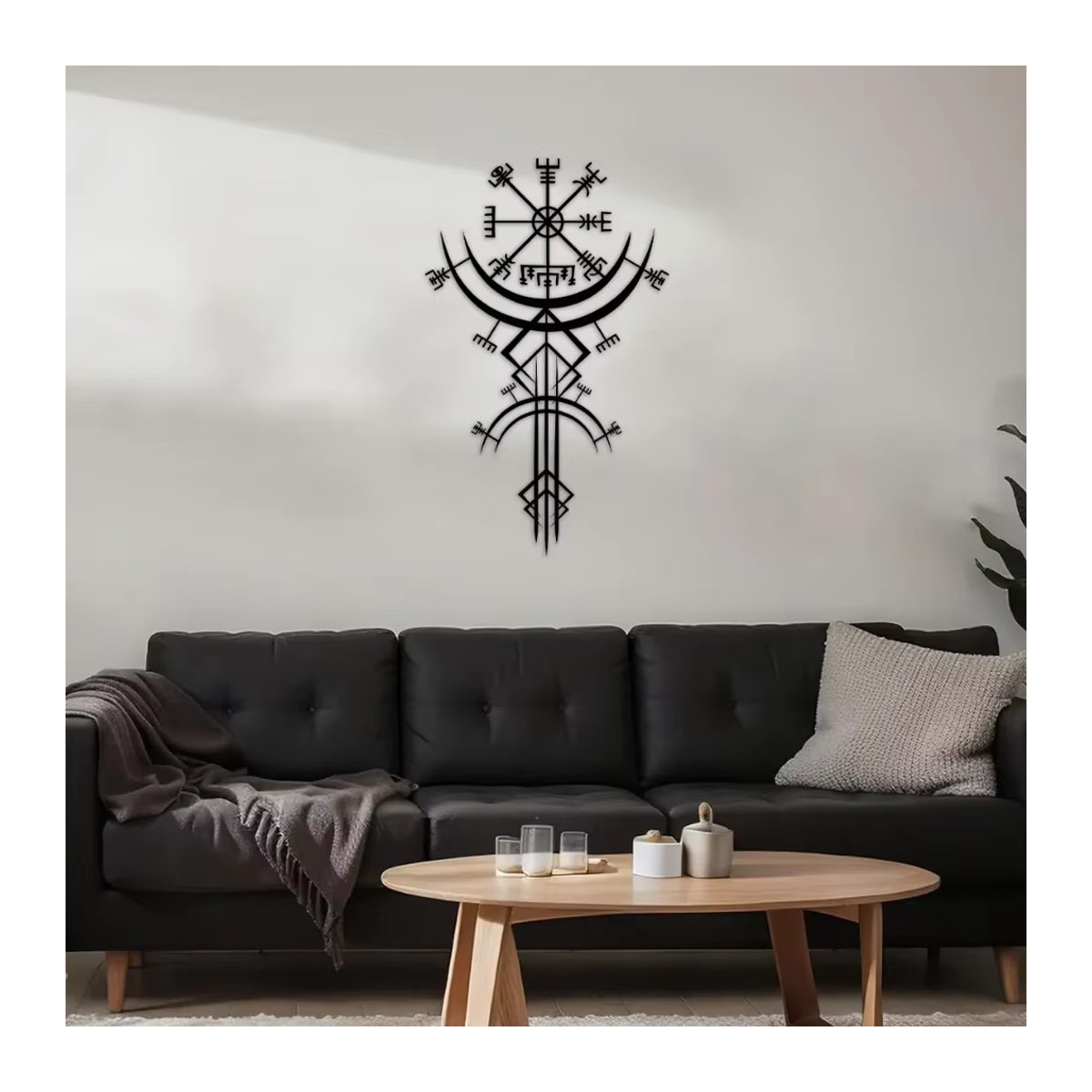 HELLOYOUNG Wikinger-Runen-Wandbehang aus Metall in Schwarz mit geometrischem und rustikalem Design - Bild 5