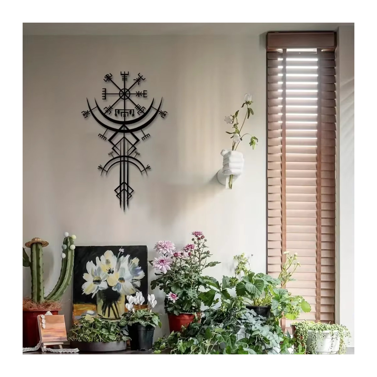 HELLOYOUNG Wikinger-Runen-Wandbehang aus Metall in Schwarz mit geometrischem und rustikalem Design - Bild 6