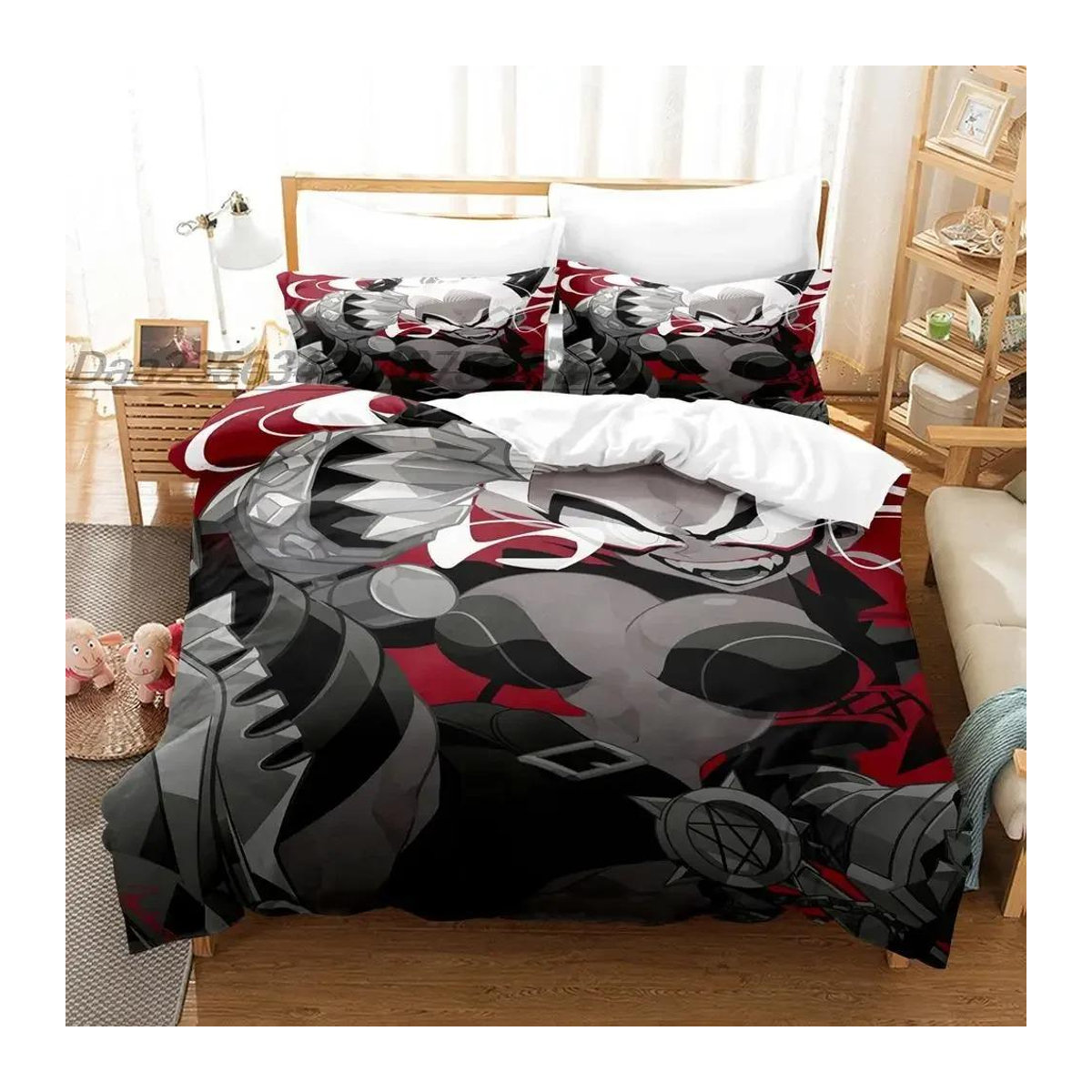 Hellsing Anime Bettwäsche-Set mit 3D-Druck für Erwachsene und Kinder, 2-teilig, Breite: 133 cm, Länge: 200 cm (Hinweis: Da im Originaltext nur 70x133cm steht, was für ein Bettbezug-Set unüblich ist, wurde die Angabe als Breite: 133 cm übernommen) - Bild 1