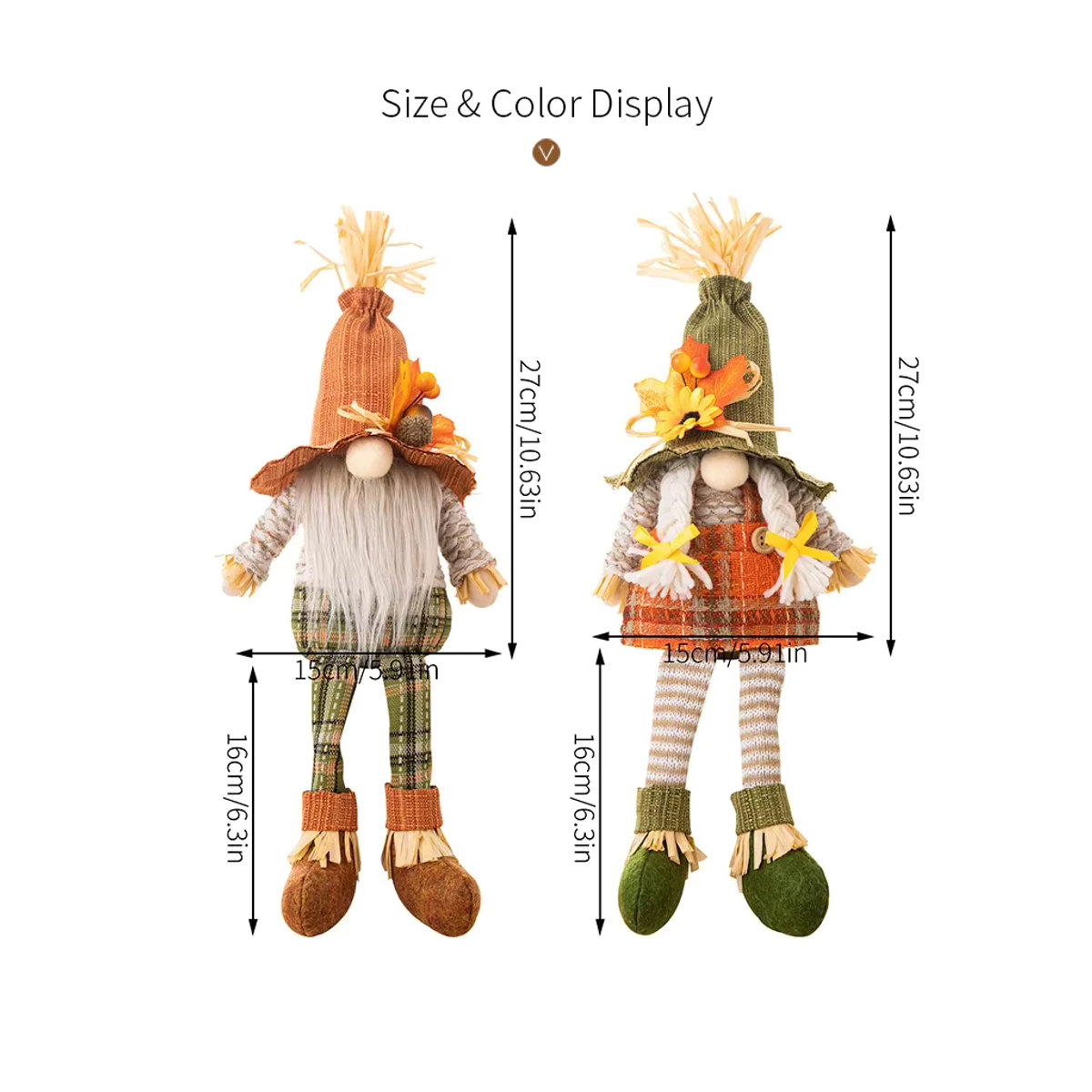 Herbstliche Gnom-Puppe mit Kürbis, Sonnenblume und Ahornblatt als dekorative Figur für Thanksgiving und Weihnachten - Bild 2