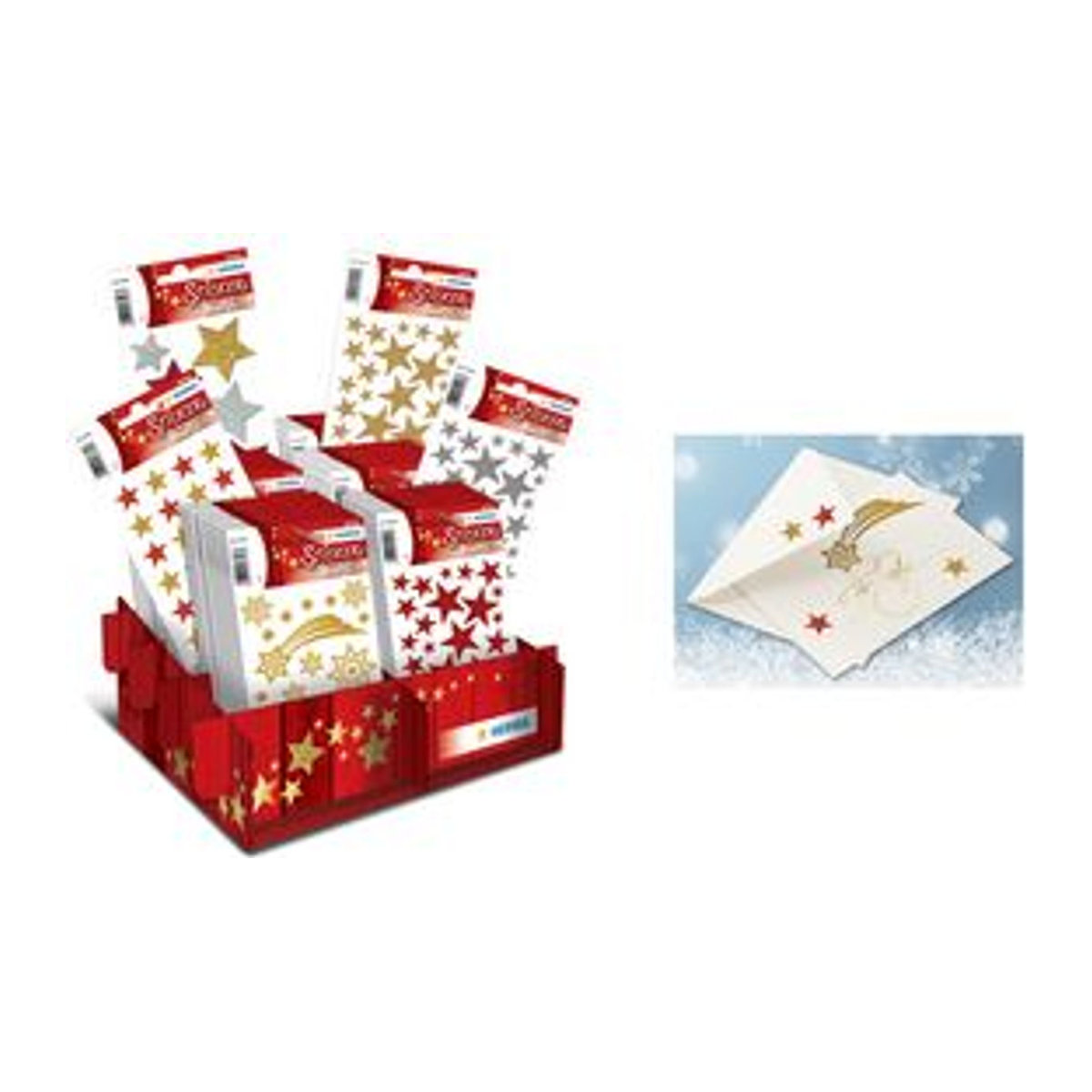HERMA Weihnachts-Sticker MAGIC Glittery Sterne in Mehrfarbig mit 6 Motiven - Bild 1