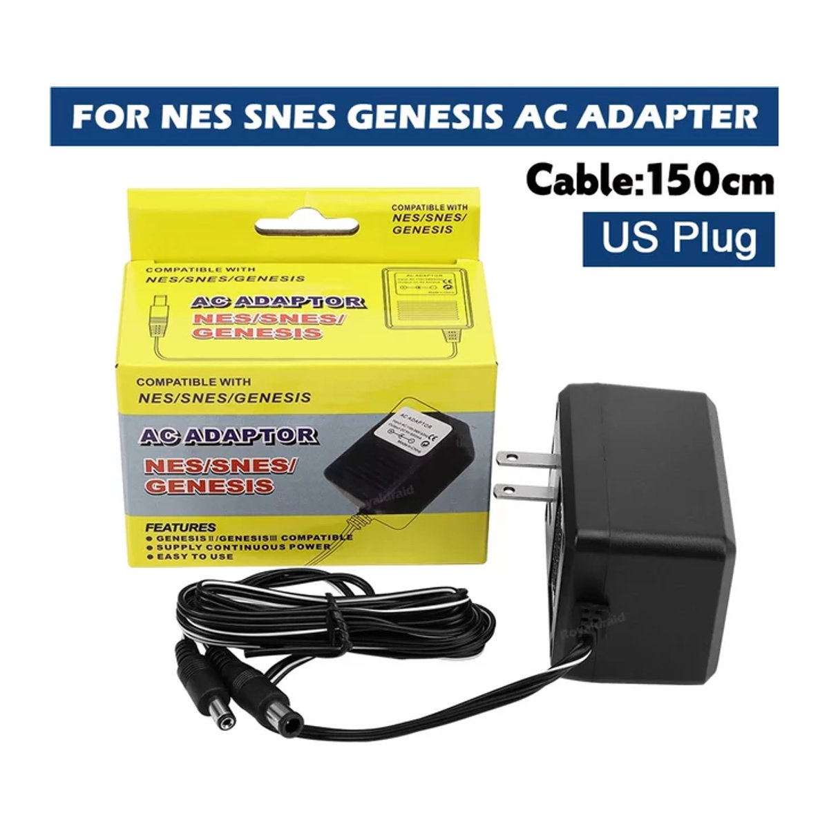 HeroAngel 3 in 1 AC Adapter Netzteil Ladegerät für NES, SNES und SEGA Genesis in Schwarz - Bild 1