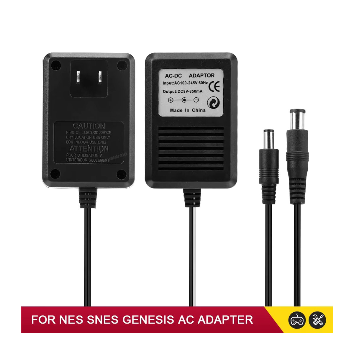 HeroAngel 3 in 1 AC Adapter Netzteil Ladegerät für NES, SNES und SEGA Genesis in Schwarz - Bild 3