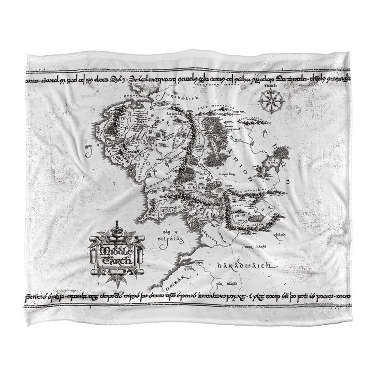 Herr der Ringe Weltkarte Decke schwarz One Size - Bild 1