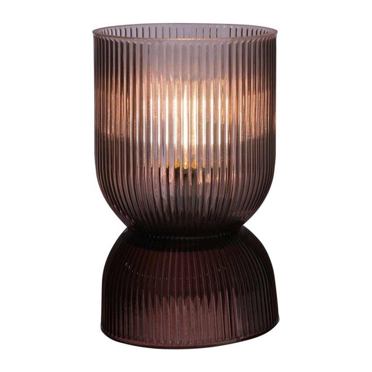 Hestia Batteriebetriebene Gebogene Glaslampe mit integriertem LED in Taupe und Braun, H x B x T: 21 x 12 x 12 cm - Bild 1