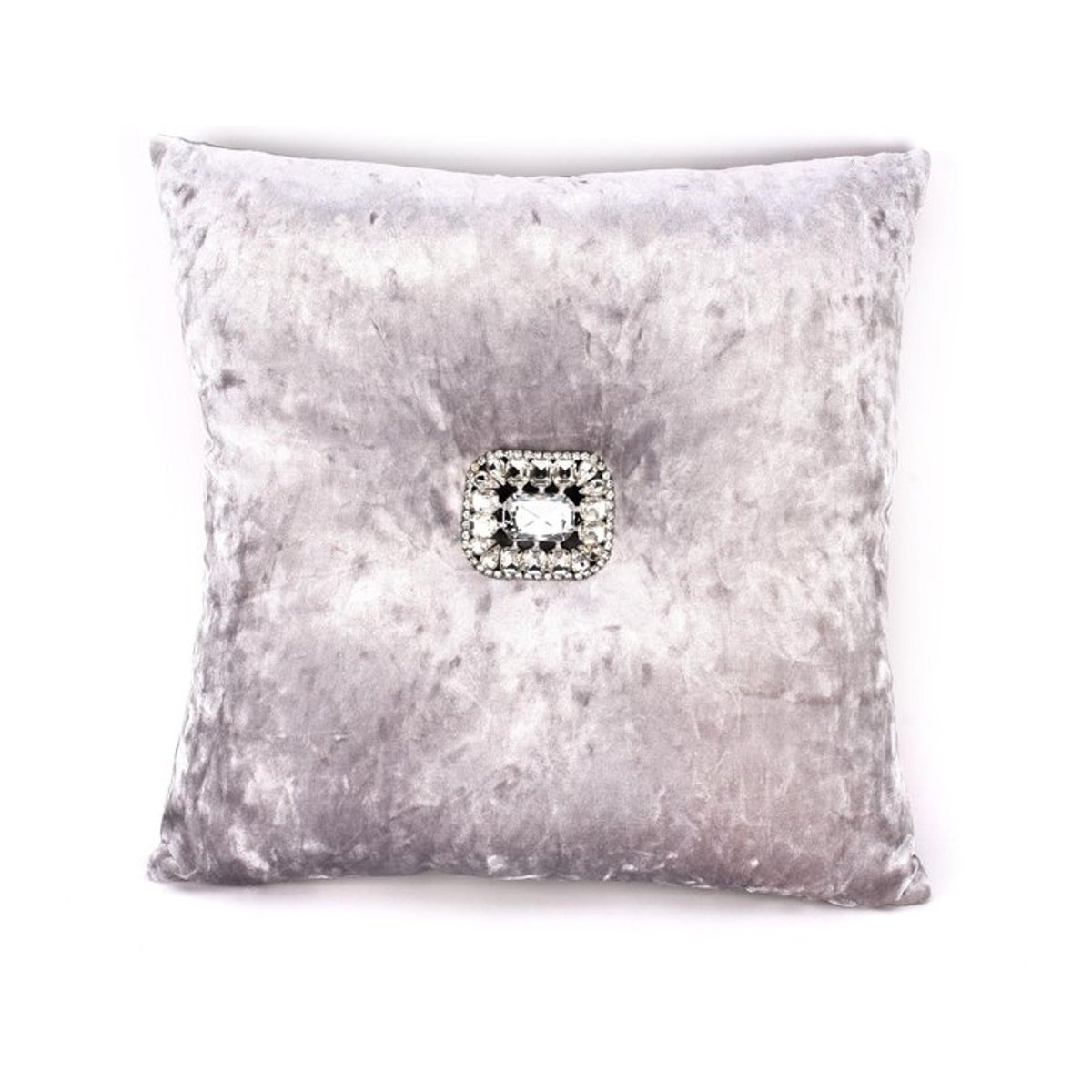 Hestia Diamante Samtkissen mit kristallverzierten Knöpfen in Silber, B/T/H: 35 x 35 x 35 cm - Bild 1