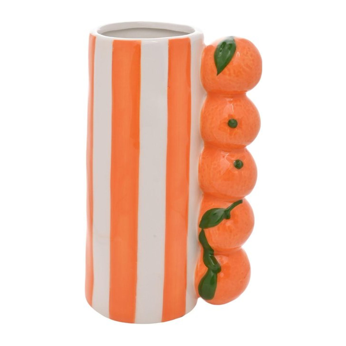 Hestia Keramikvase gestreift in Orange, Höhe: 21 cm, Breite: 11 cm, Tiefe: 11 cm - Bild 1