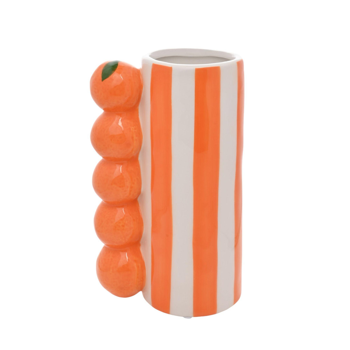 Hestia Keramikvase gestreift in Orange, Höhe: 21 cm, Breite: 11 cm, Tiefe: 11 cm - Bild 2