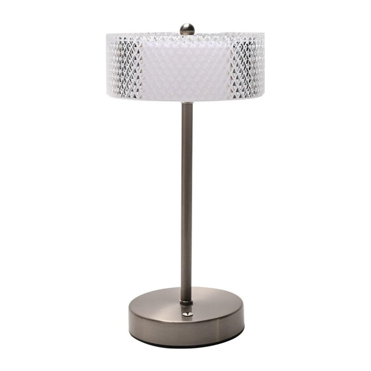 Hestia Nickel USB Touch Tischleuchte mit Schirm in Kristalloptik, Farbe: Silber, Höhe: 30,0 cm, Breite: 15,5 cm - Bild 1