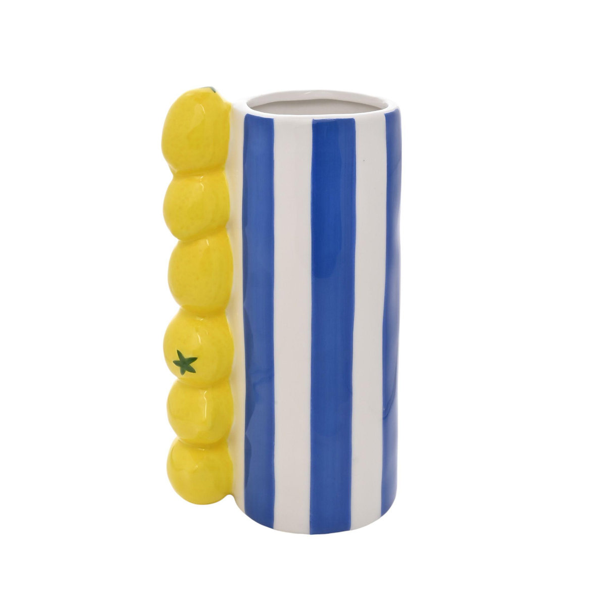 Hestia Zitronenvase aus Keramik mit blauen Streifen, Farbe: Blau, B/T/H: 11 x 11 x 21 cm - Bild 2