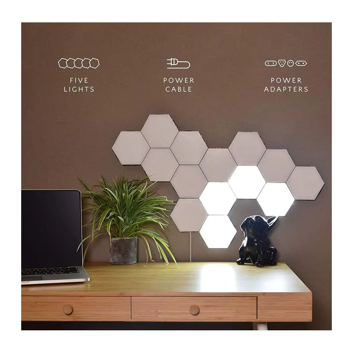 Hexagon LED Wandleuchte mit Touch Switch und DIY Splicing Funktion, moderne Smart Home Nachtlicht Lampe für Wohnzimmer und Gaming Zimmer, Weiß - Bild 2