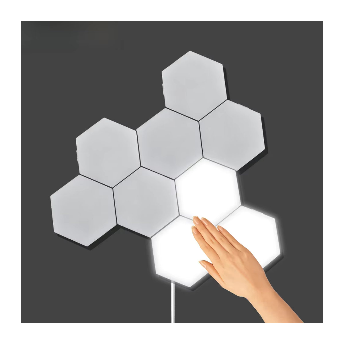 Hexagon LED Wandleuchte mit Touch Switch und DIY Splicing Funktion, moderne Smart Home Nachtlicht Lampe für Wohnzimmer und Gaming Zimmer, Weiß - Bild 6