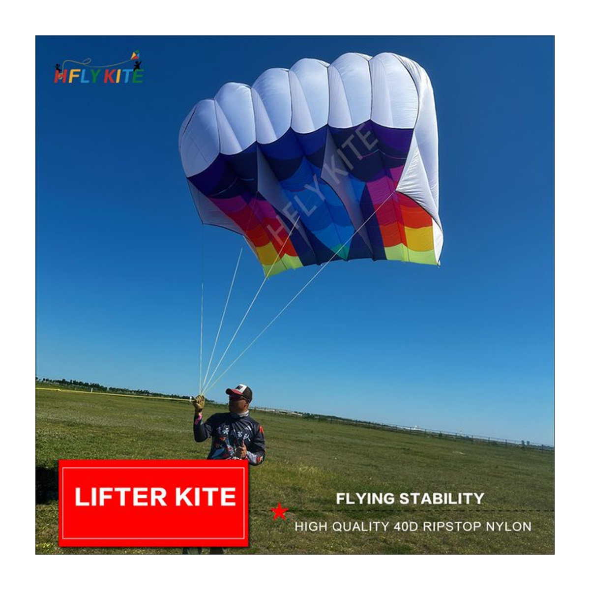 Hflykites Lifter Parafoil Piloten Drachen aus 40D Ripstop Nylon in den Größen 12 m², 18 m² und 22 m² - Bild 1
