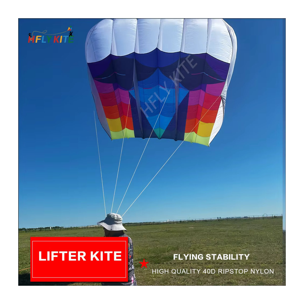 Hflykites Lifter Parafoil Piloten Drachen aus 40D Ripstop Nylon in den Größen 12 m², 18 m² und 22 m² - Bild 2