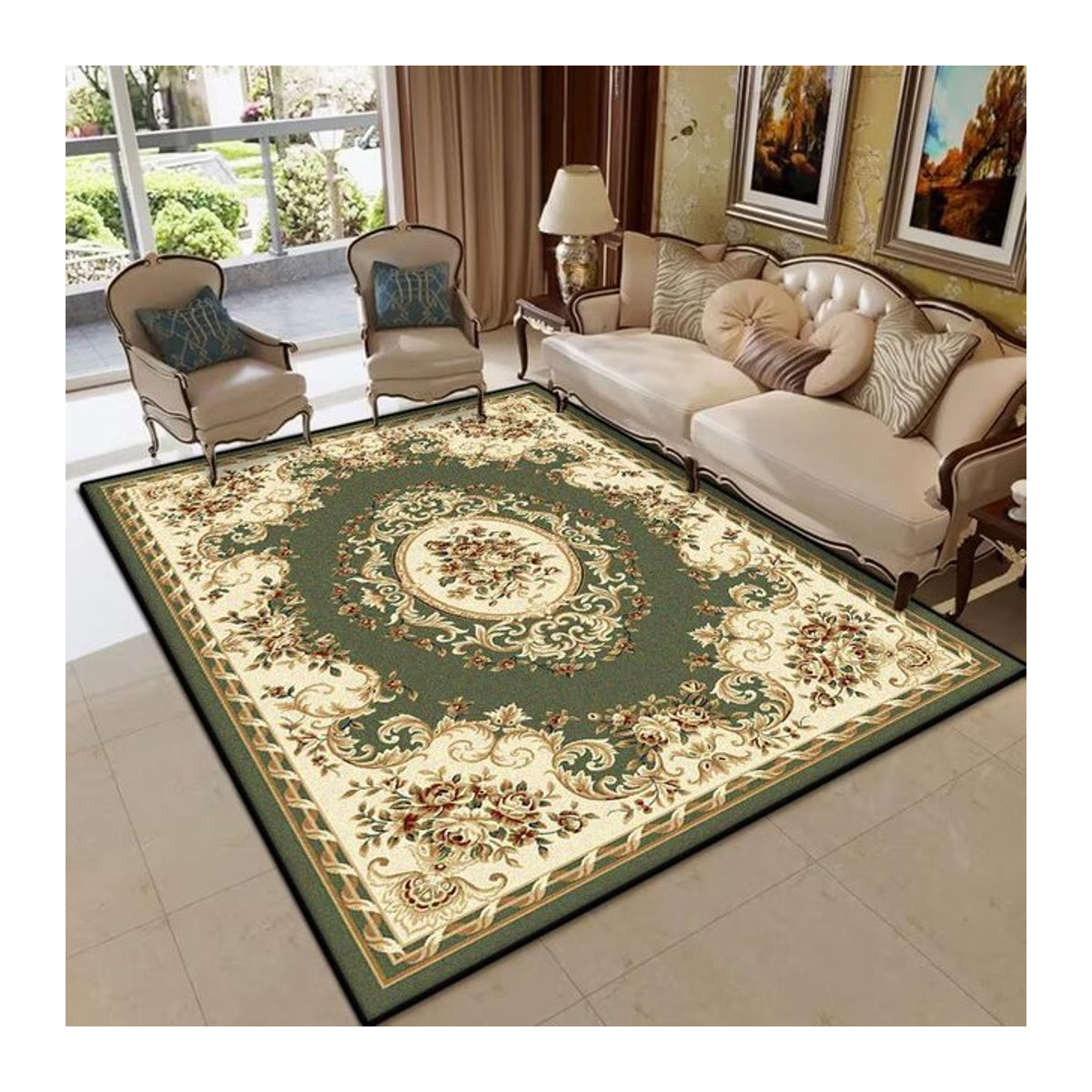 HGHT Wohnzimmerteppich in Grün, Europäischer Stil, flauschige Plüschbodenmatte für Sofa und Schlafzimmer, B x T: 200 x 250 cm - Bild 1