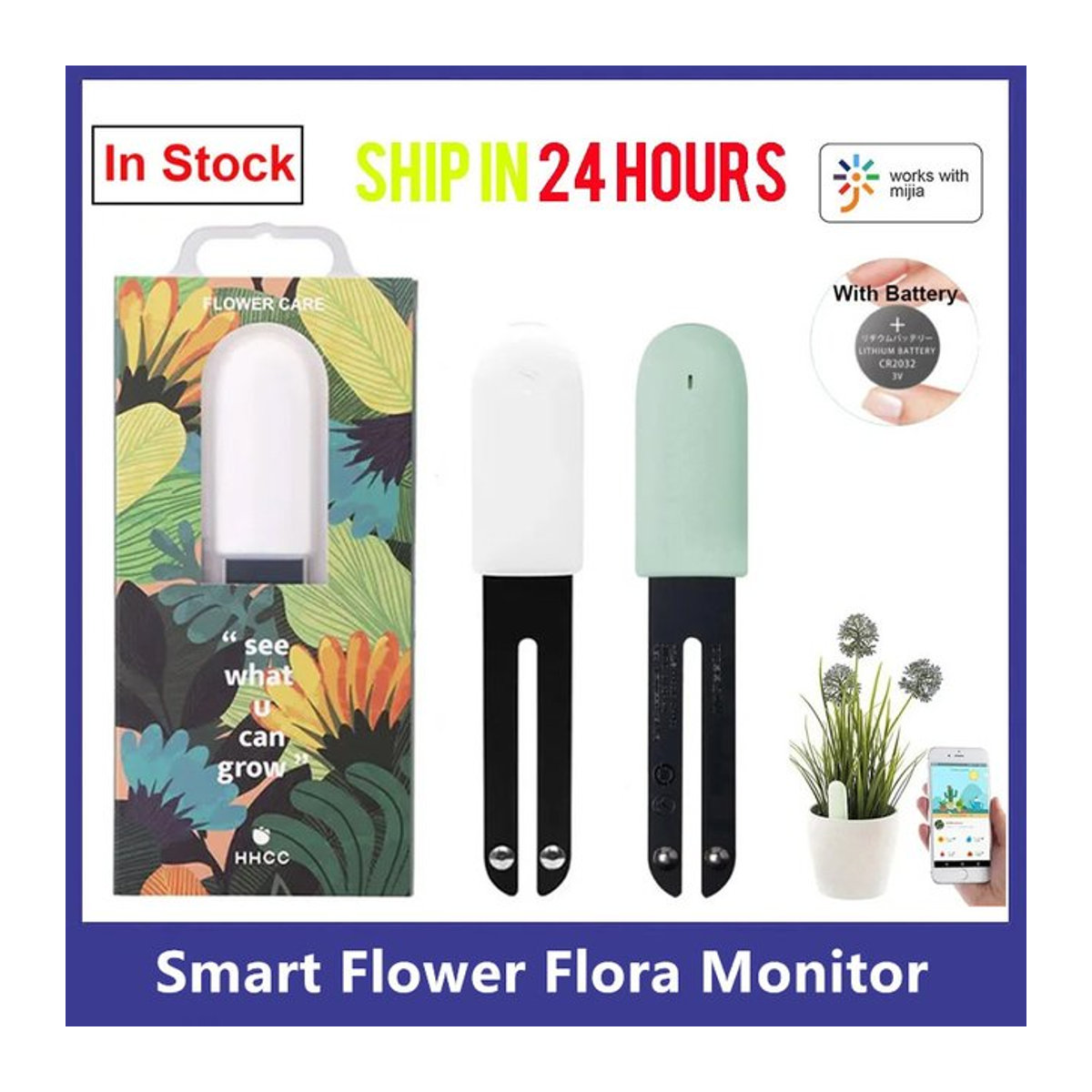 Hhcc Smart Pflanzensensor Flora Garten Monitor für Xiaomi Mijia zur Messung von Bodenfeuchtigkeit und Fruchtbarkeit - Bild 1