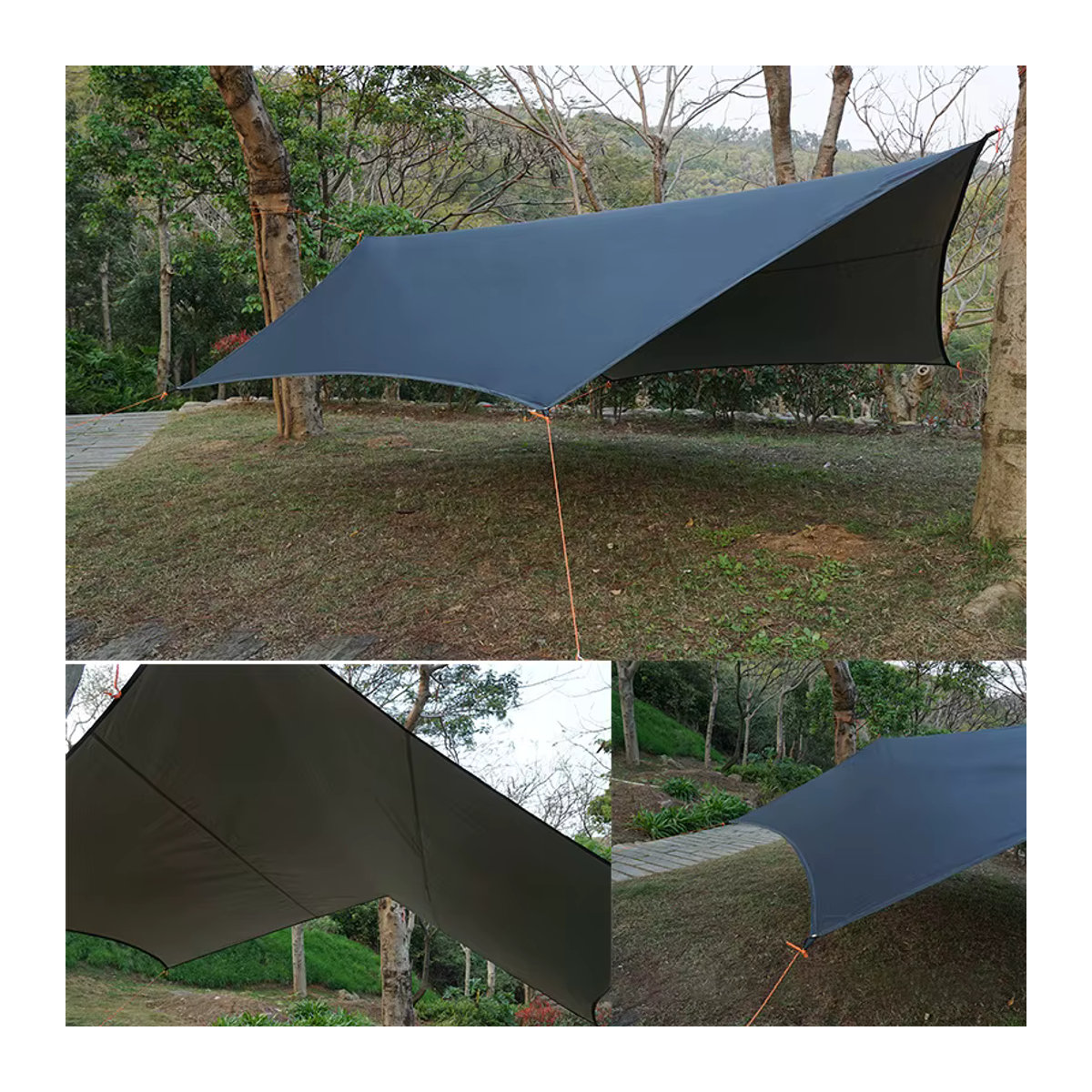 Hide Walker Zeltplane Outdoor Camping Schwarze Wasserfeste Sechseck-Plane mit Silberbeschichtung für 6-10 Personen B/T/H: 4,5 x 4,5 m - Bild 2