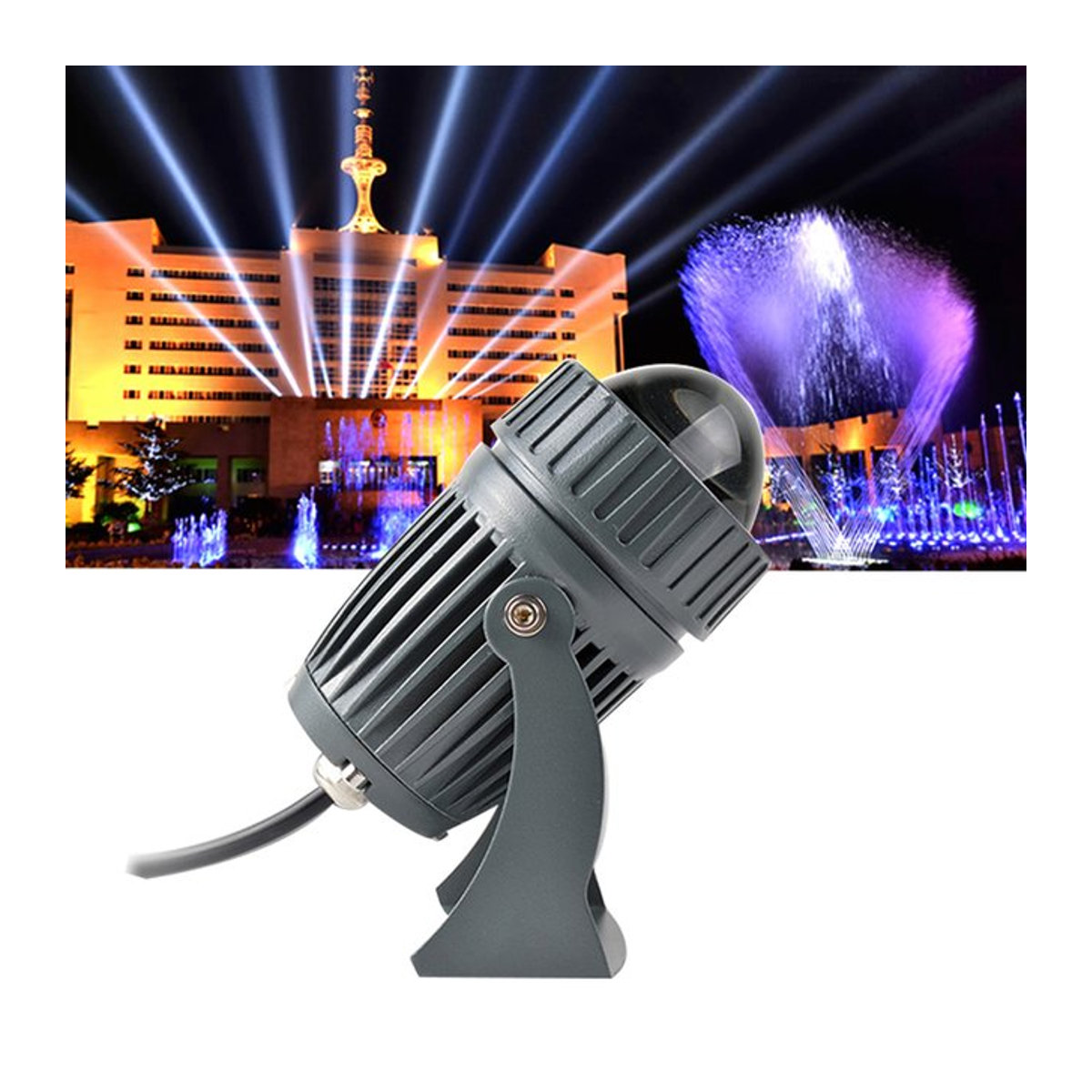 HIGHY LED Außenstrahler IP65 wasserdicht 10 W in Blau und Grau aus Aluminium - Bild 1