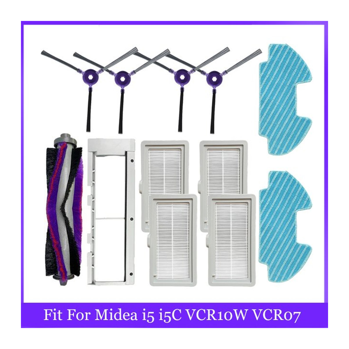 HIKSIT Zubehör-Set für Midea i5 i5c VCR07 VCR08 MR09 und Samsung VR05R5050WK mit Hauptbürste, HEPA-Filter und Mop-Tuch in Bunt - Bild 1