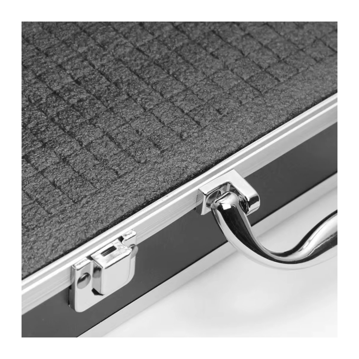 HILEBACK Aluminium-Werkzeugkasten Schwarz, tragbarer Aufbewahrungskoffer mit Schwammfutter, schlagfest, B/T/H: 30 x 17 x 8 cm - Bild 2