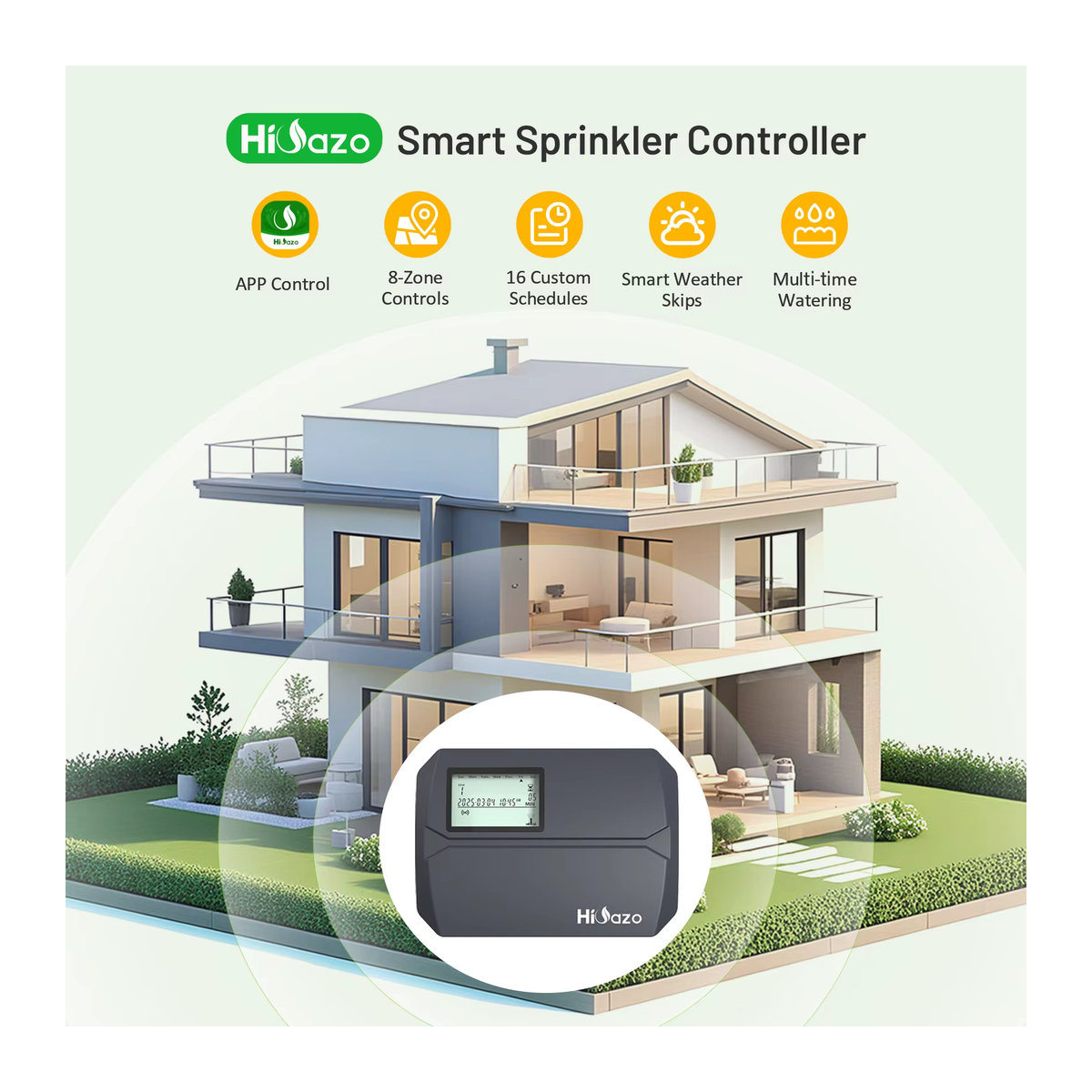 HiOazo 8-Zonen Smart-Bewässerungsregler mit WiFi und LCD-Display für Rasen und Innenhof zur App-basierten Steuerung inklusive Wetterschätzung und manueller Bewässerung - Bild 2