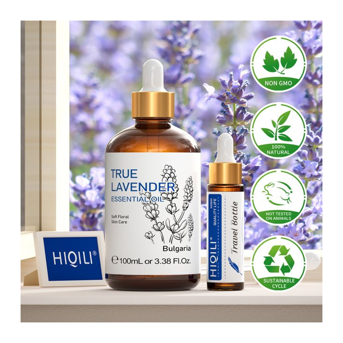 HIQILI Ätherisches Lavendelöl für Aromatherapie und Massage, 100 ml - Bild 1