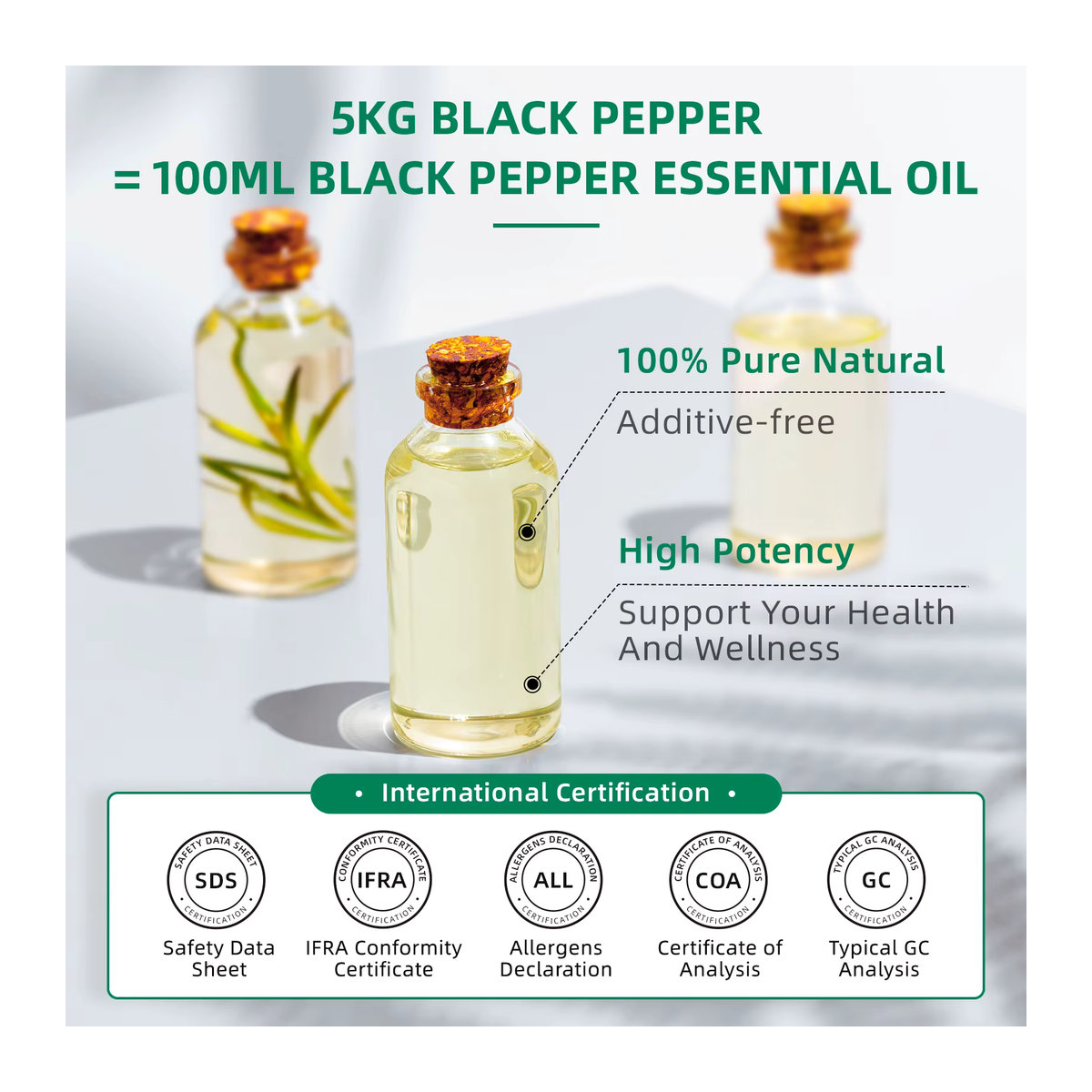HIQILI Ätherisches Öl Schwarzer Pfeffer, 100 ml reines Gewürzöl für Diffusor und Luftbefeuchter - Bild 5