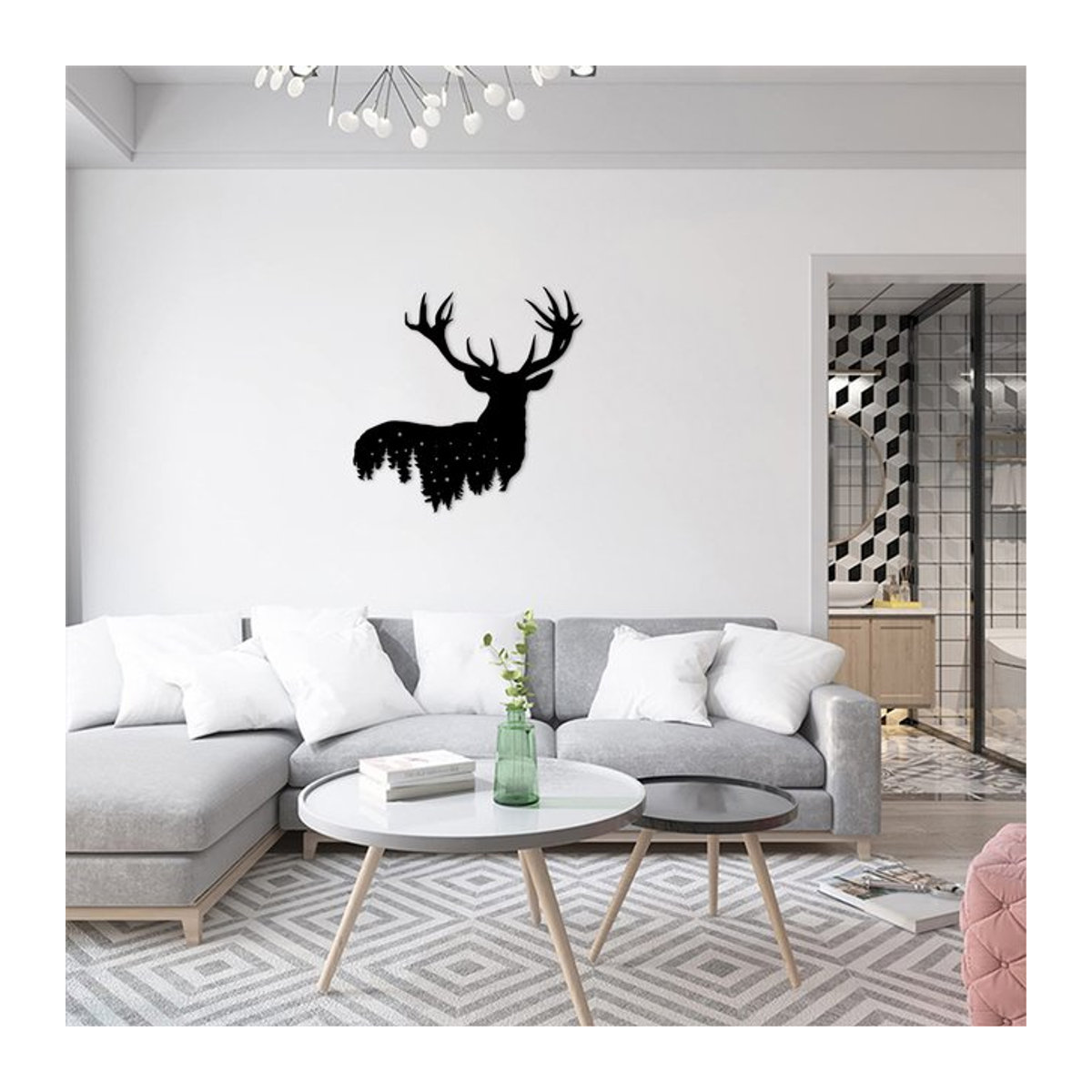 Hirsch Wandkunst aus Stahl als dekoratives Metall-Wandelement für Wohnzimmer, Badezimmer, Küche oder Outdoor-Bereiche - Bild 1