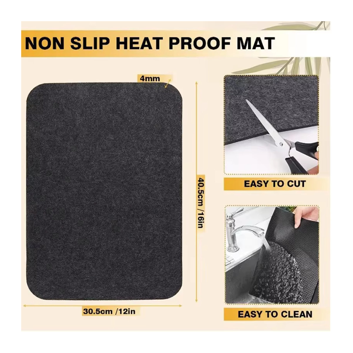 Hitzebeständige Filzmatten in Schwarz als Schutzmatte für Heißluftfritteusen, Kaffeemaschinen und als Tischset für Couchtische - Bild 3