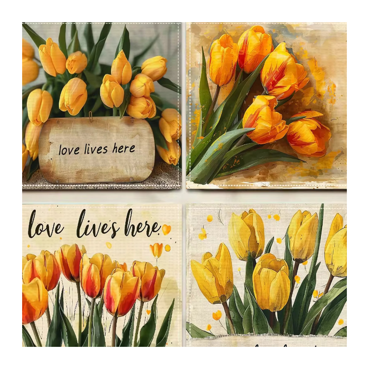 Hitzebeständige Tischmatte mit Tulpenmuster für die Wohnküche und den Urlaub, leicht zu reinigen - Bild 1