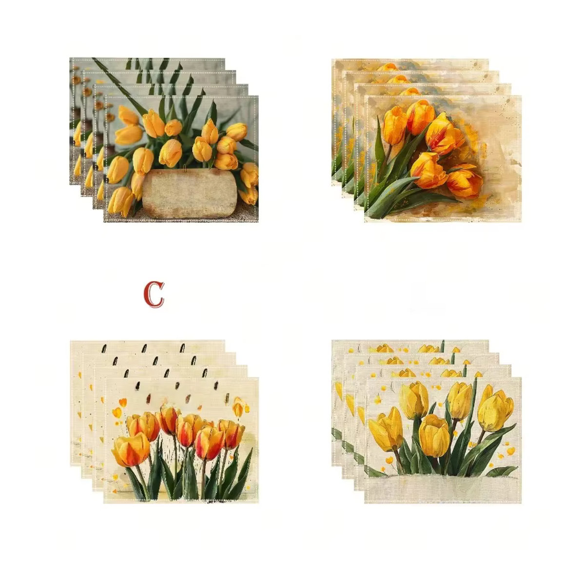 Hitzebeständige Tischmatte mit Tulpenmuster für die Wohnküche und den Urlaub, leicht zu reinigen - Bild 4
