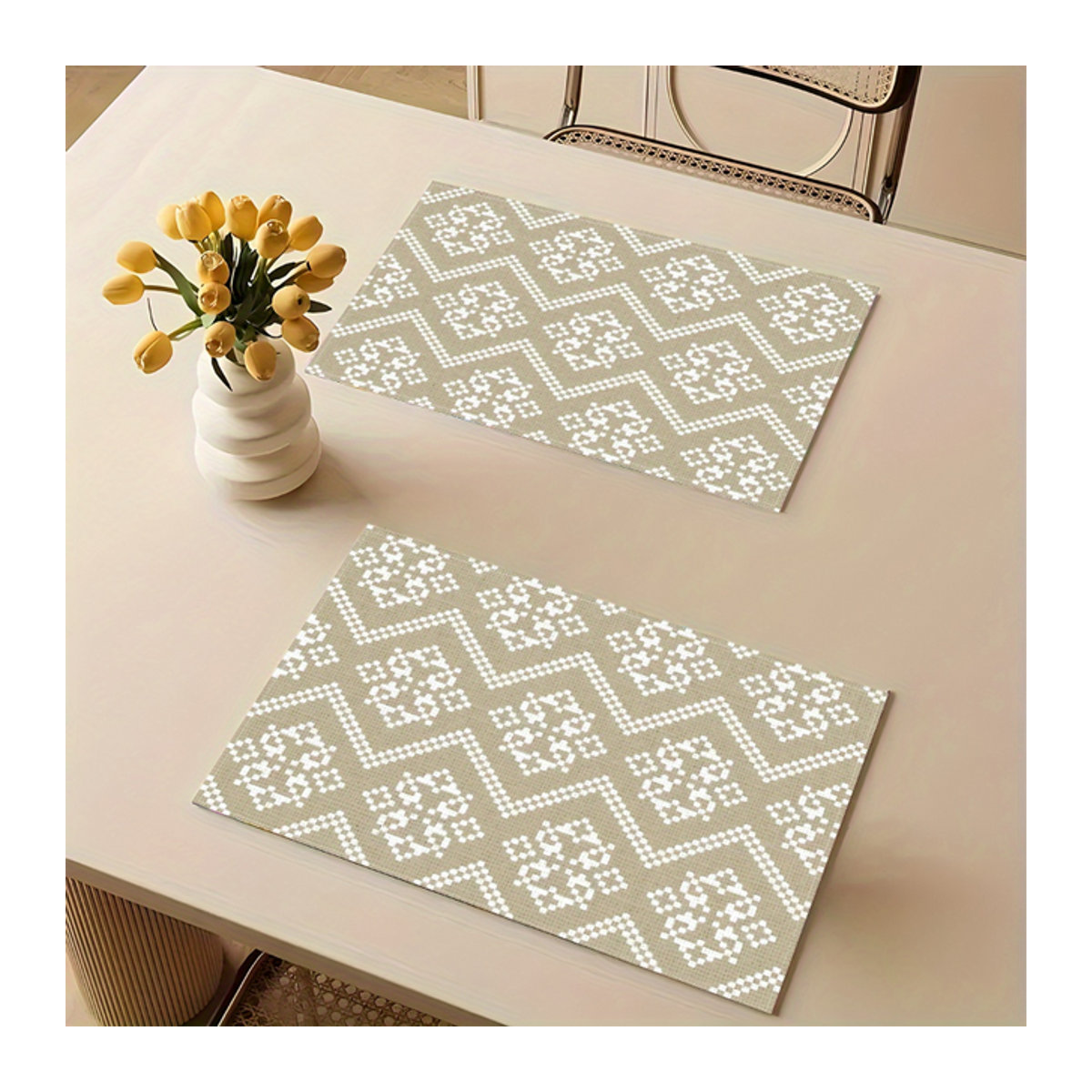 Hitzebeständiges quadratisches Tischset aus Leinen mit bedrucktem Design für Küche und Esszimmer, waschbar und rutschfest - Bild 1