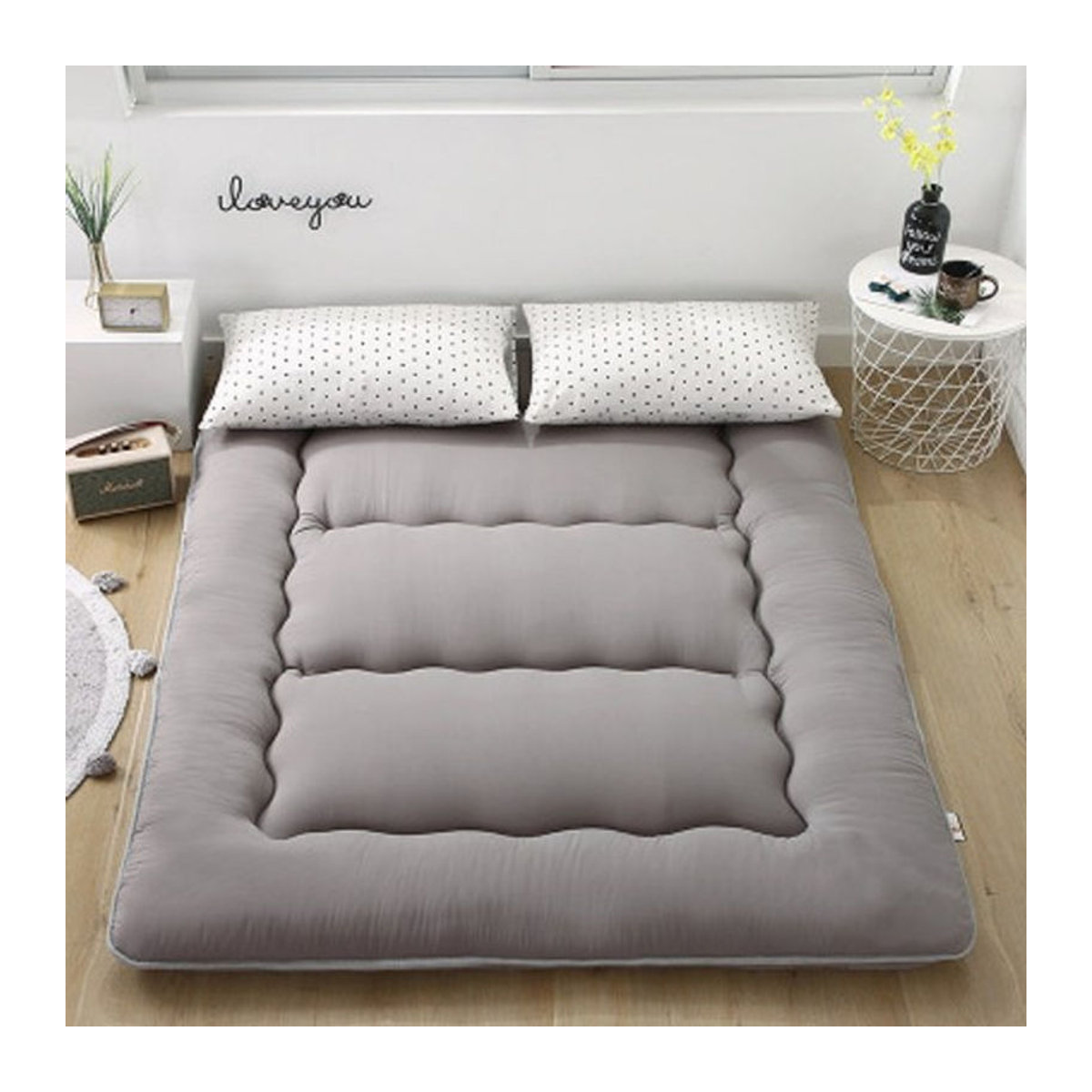 HJX and home Faltbare Bodenmatratze im japanischen Stil in Grau, minimalistisches Design für King-Size, Queen-Size oder Twin-Size Bett - Bild 1