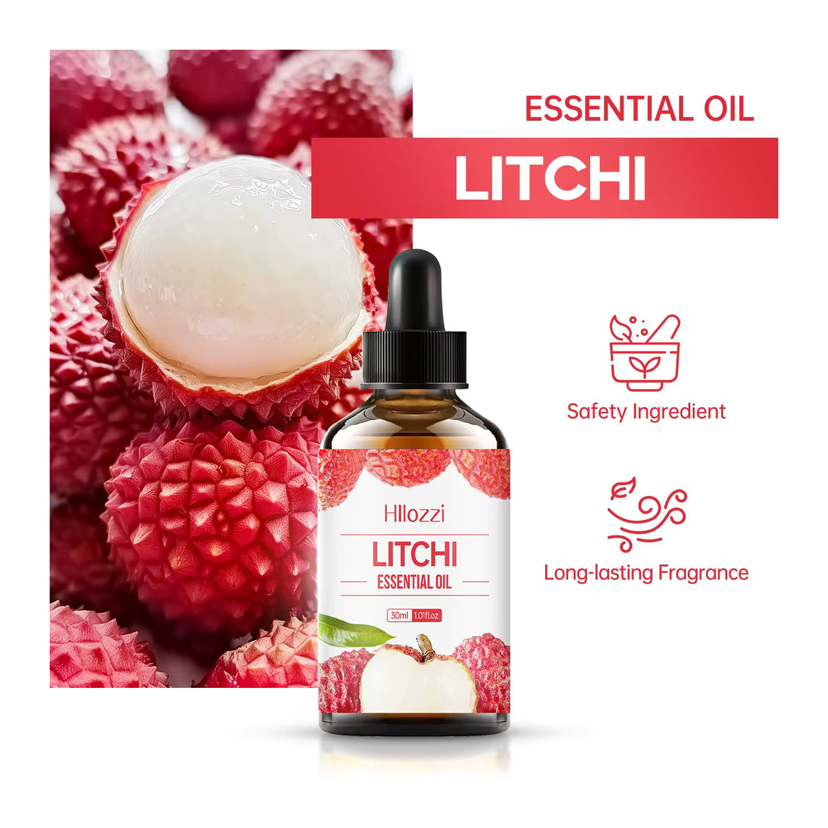 Hllozzi Ätherisches Litschi-Öl, reines Pflanzenöl für Aromatherapie und Diffusoren, 30 ml - Bild 2