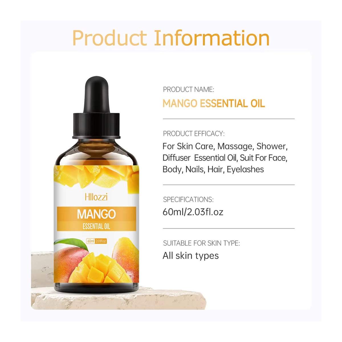 Hllozzi Ätherisches Mangoöl für Aromatherapie und Diffusoren, Fruchtiges Öl in brauner Glasflasche - Bild 6