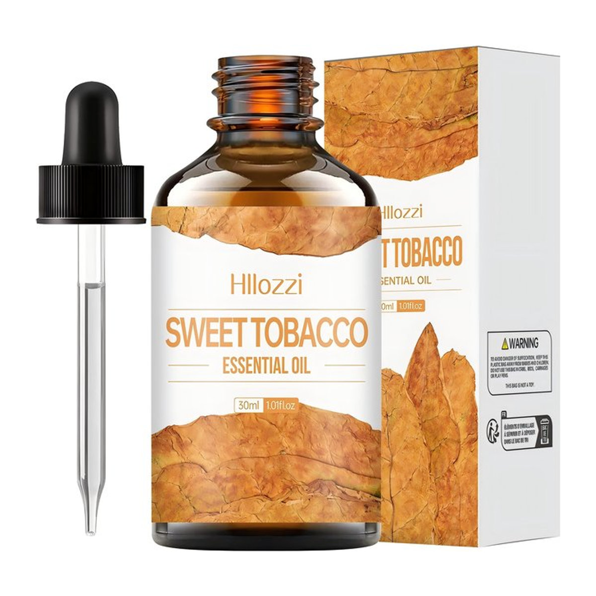 Hllozzi Ätherisches Öl Sweet Tobacco 30 ml in braunem Glas für Aromatherapie und Haarpflege - Bild 1
