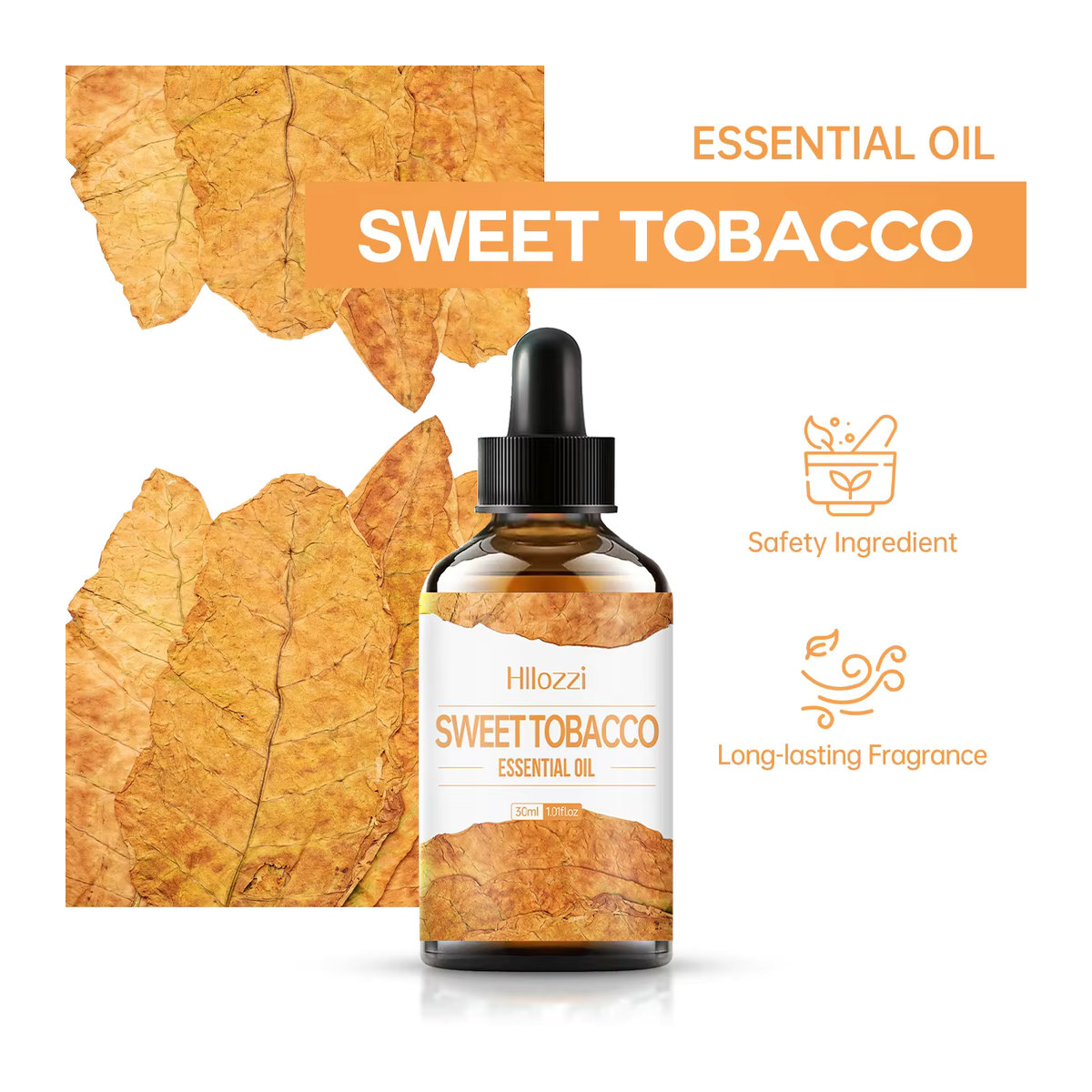 Hllozzi Ätherisches Öl Sweet Tobacco 30 ml in braunem Glas für Aromatherapie und Haarpflege - Bild 2