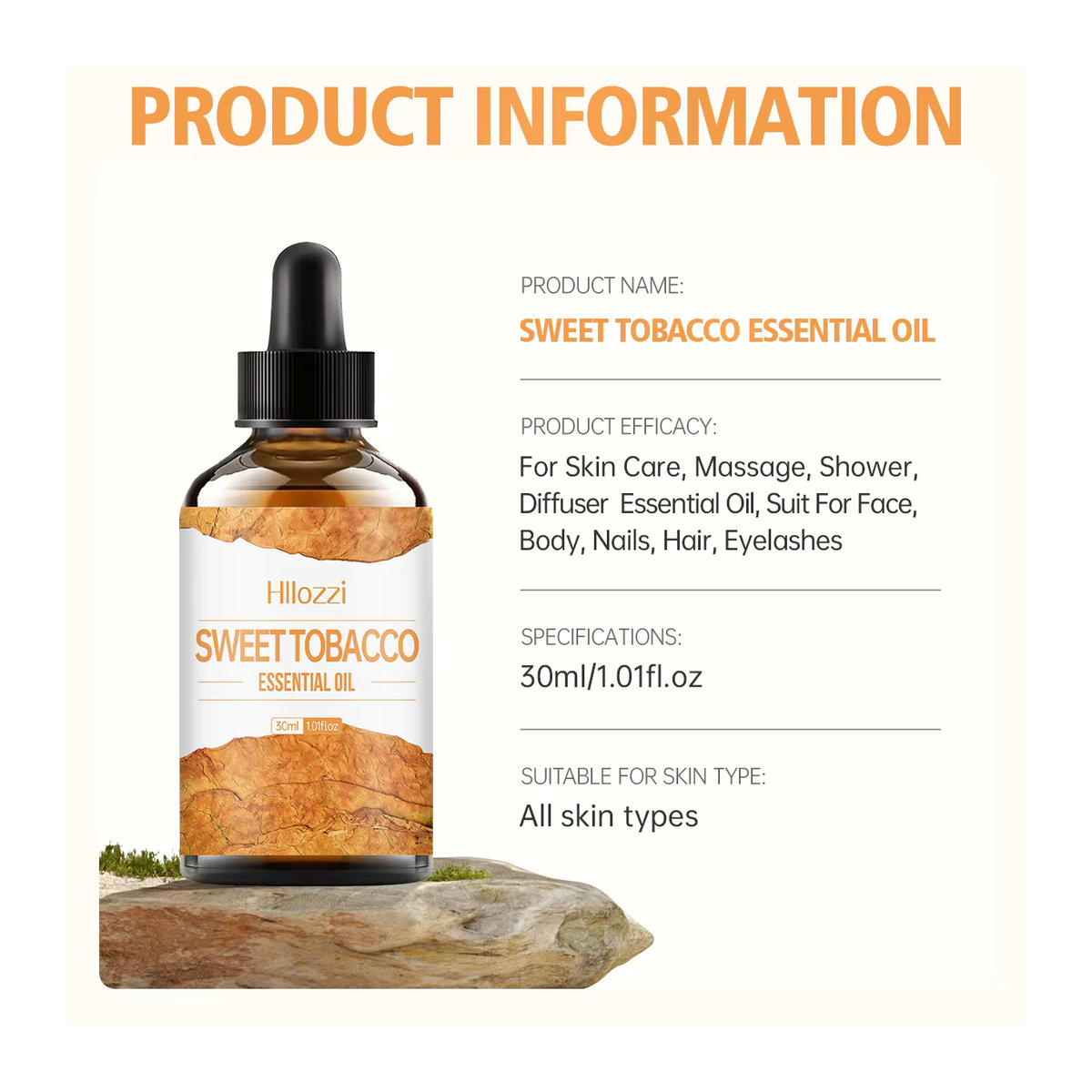 Hllozzi Ätherisches Öl Sweet Tobacco 30 ml in braunem Glas für Aromatherapie und Haarpflege - Bild 5