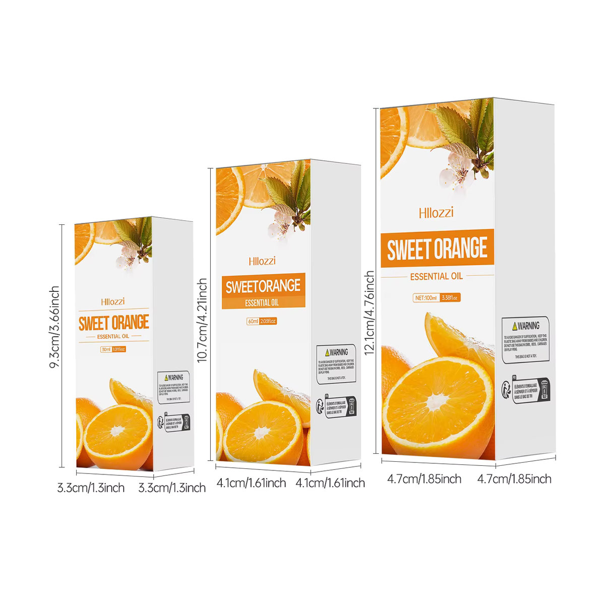 Hllozzi Ätherisches Orangenöl in Glasflasche für Aromatherapie und Luftbefeuchter, Farbe: Orange/Braun - Bild 2