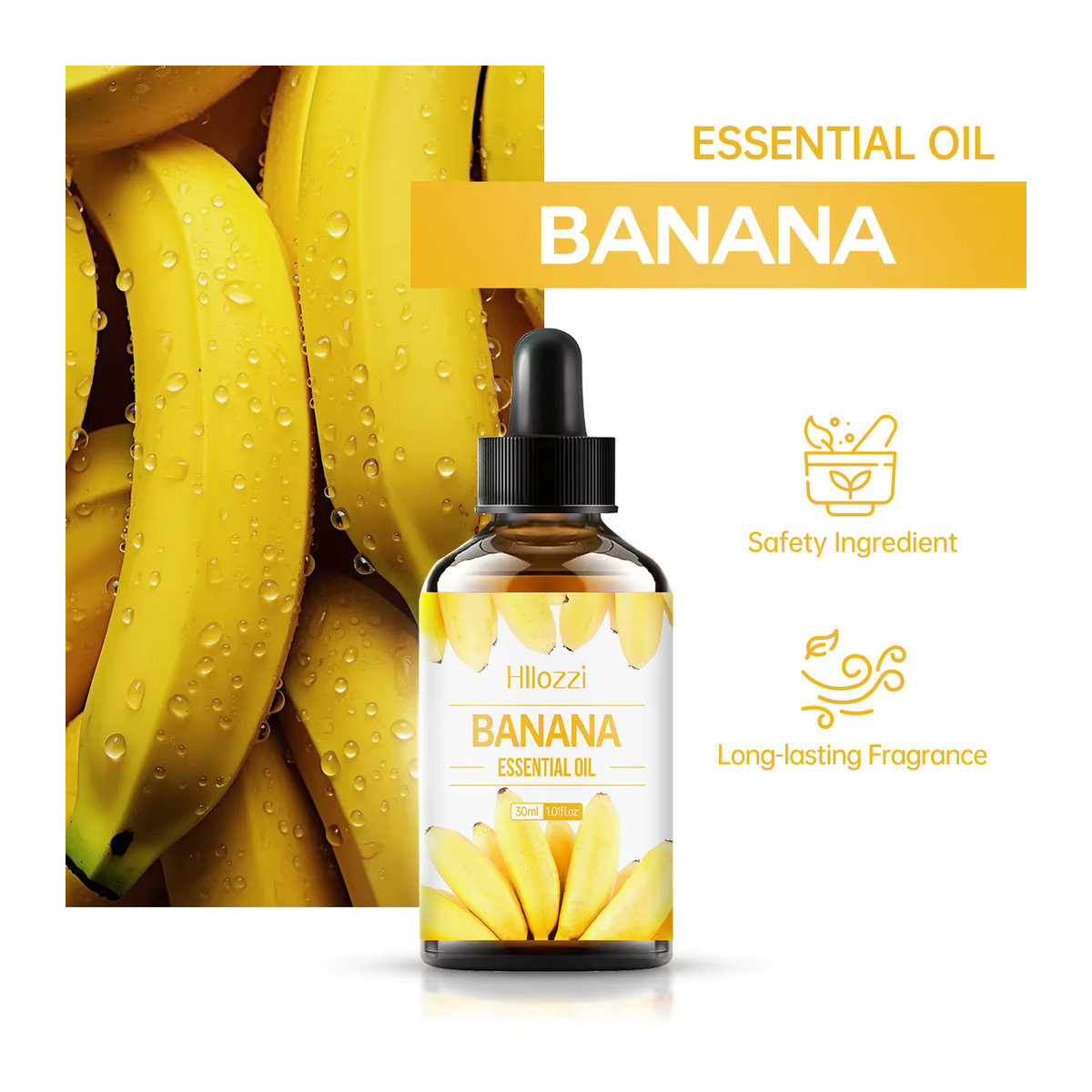 Hllozzi Bananenöl ätherisches Öl für Haut und Haar, 30 ml, Gelb Transparent - Bild 2