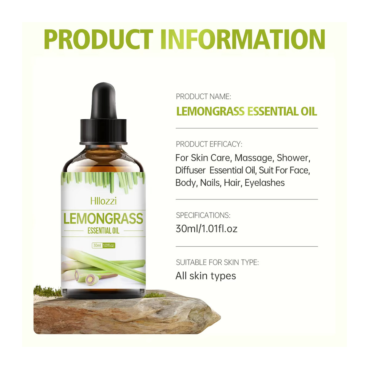 Hllozzi Zitronengrasöl in brauner Glasflasche für Aromatherapie und Luftbefeuchter - Bild 5