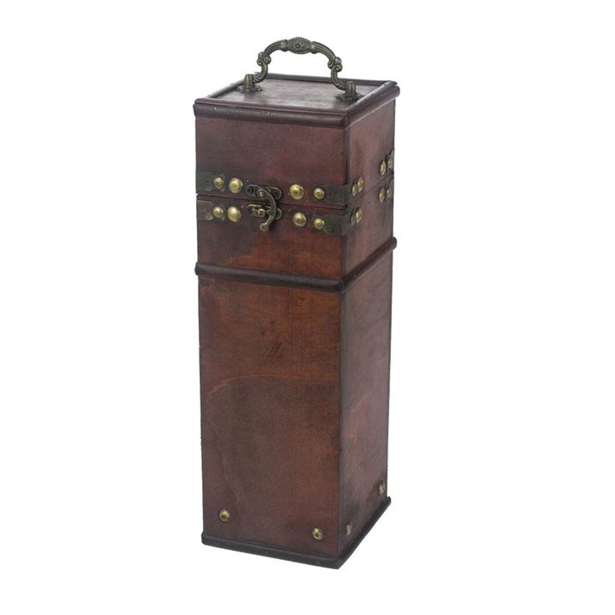 HMF Vintage Deko Geschenkbox aus Holz in Braun für eine Weinflasche - Bild 1
