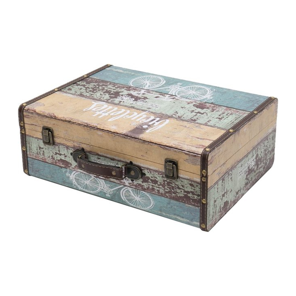 HMF VKO106 Vintage Koffer aus Holz in Mehrfarbig, B/T/H: 44 x 32 x 16 cm - Bild 1