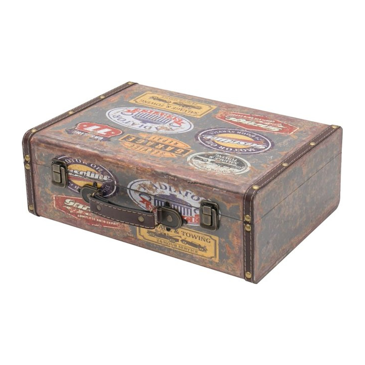 HMF VKO107 Vintage Koffer aus Holz in Braun, B/T/H: 38 x 26 x 13 cm - Bild 1