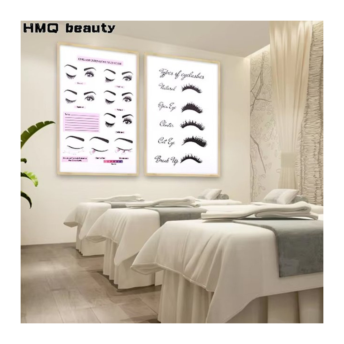 HMQ beauty Wimpernverlängerungsanleitung Wandkunst als minimalistische Leinwand in Weiß - Bild 1