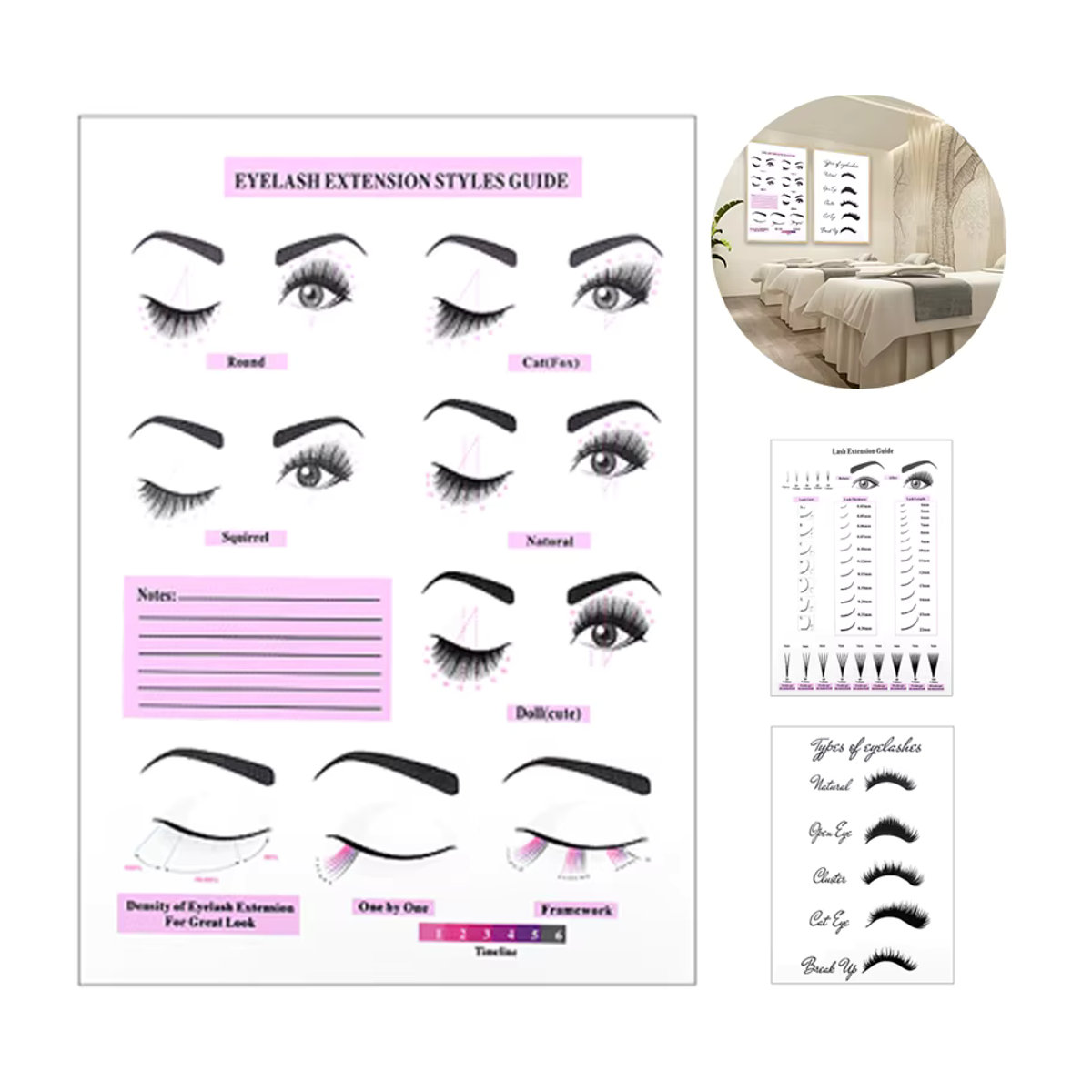 HMQ beauty Wimpernverlängerungsanleitung Wandkunst als minimalistische Leinwand in Weiß - Bild 2