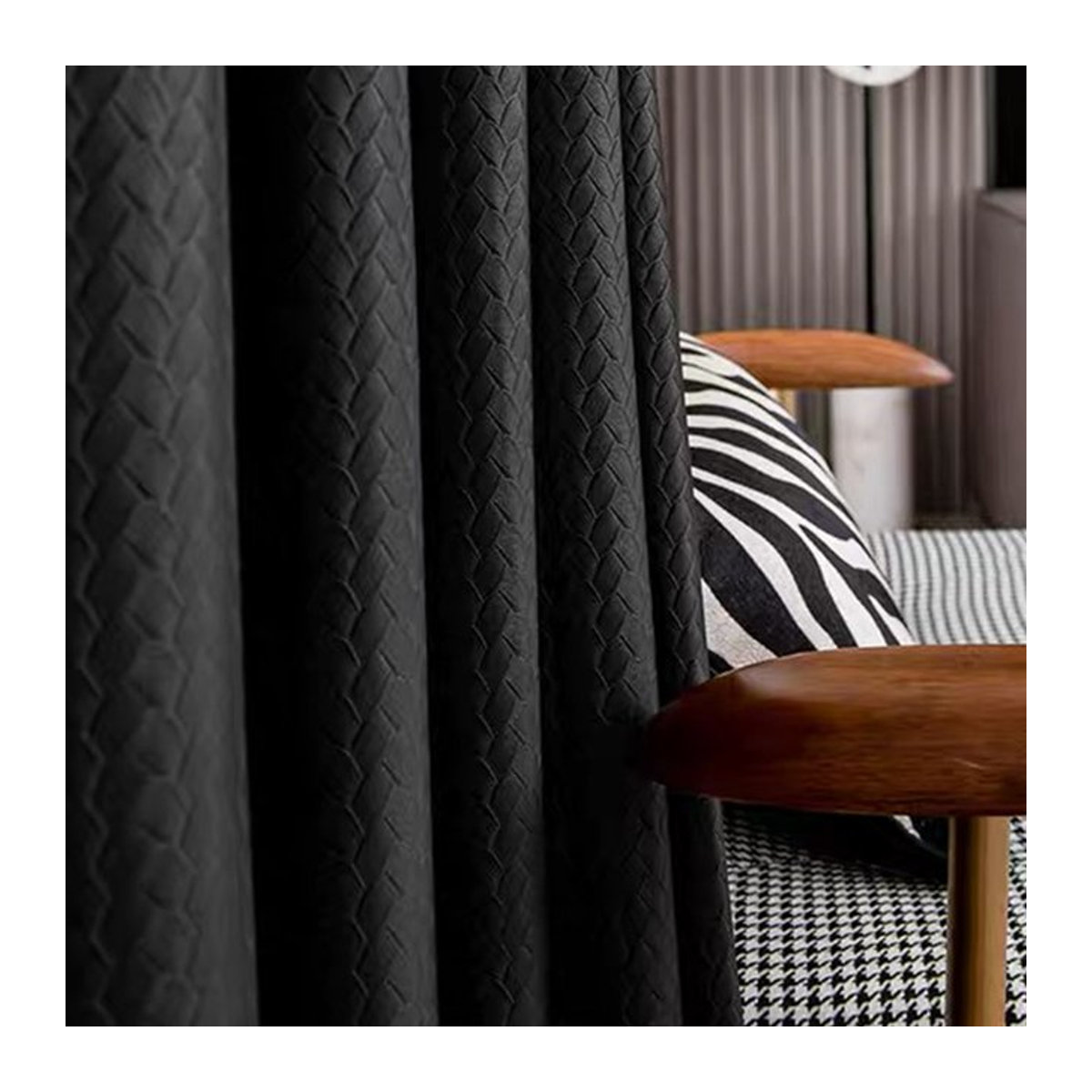 HMYI Blackout Vorhänge Verdunkelungsvorhänge für Wohnzimmer und Schlafzimmer in Schwarz und Beige - Bild 1