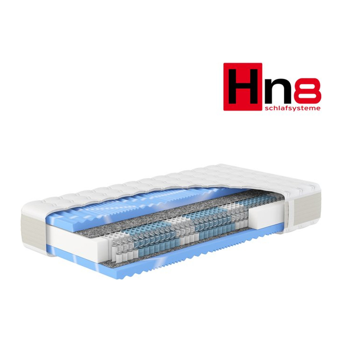 HN8 SCHLAFSYSTEME 7-Zonen Taschenfederkernmatratze Gelstar T-1000 XXL, Weiß, B/T: 90 x 200 cm, Härtegrad H2 - Bild 1
